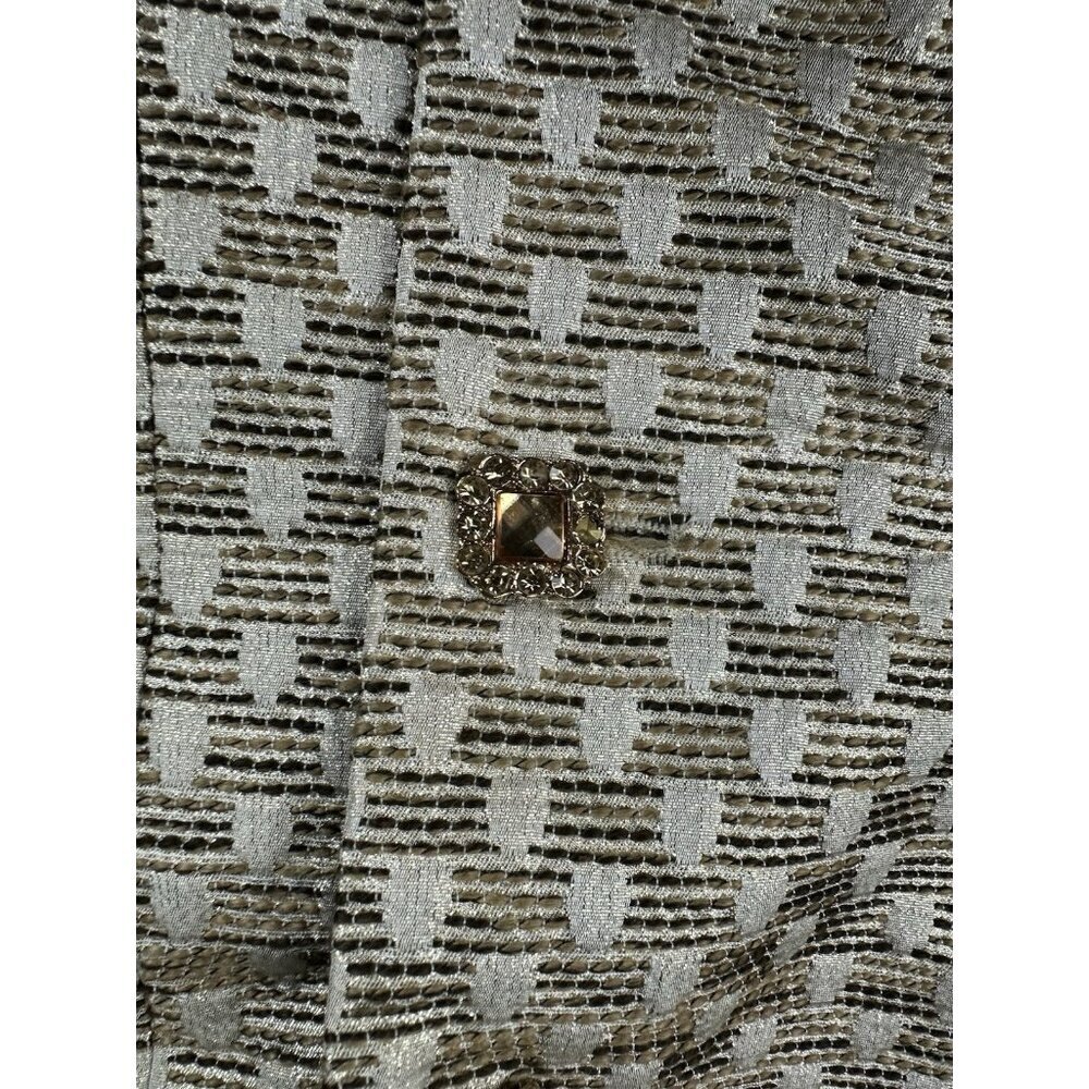 Donna Vinci Champagne Gold Church Suit Jacket Floral Rosette Jewel Button Sz 12 - Picture 3 of 16